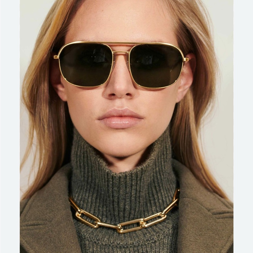 Anine Bing Aviator Gold and Black Sunglasses